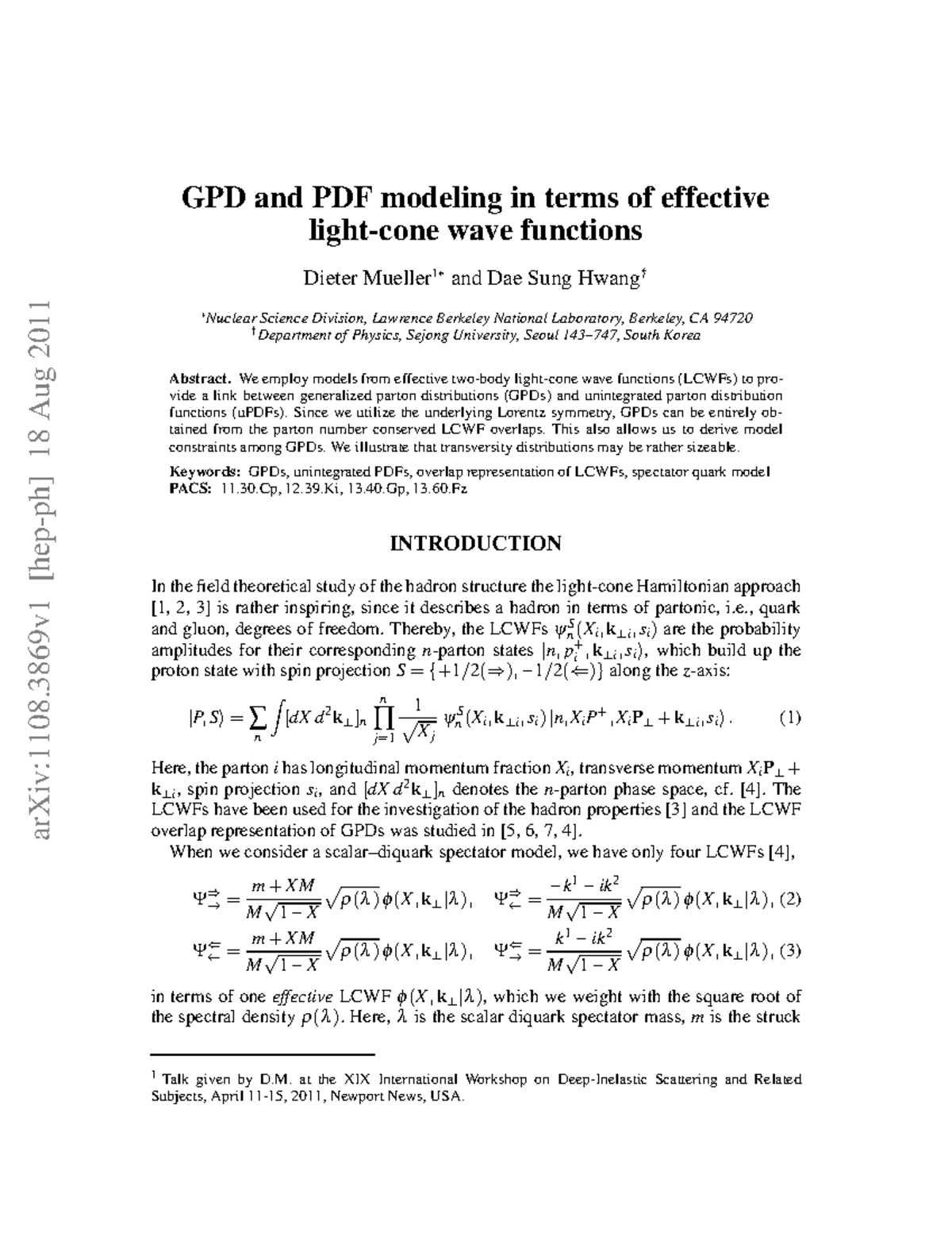 GPD and PDF Modeling via Effective Wave Functions (PHYS 1108) - Studocu