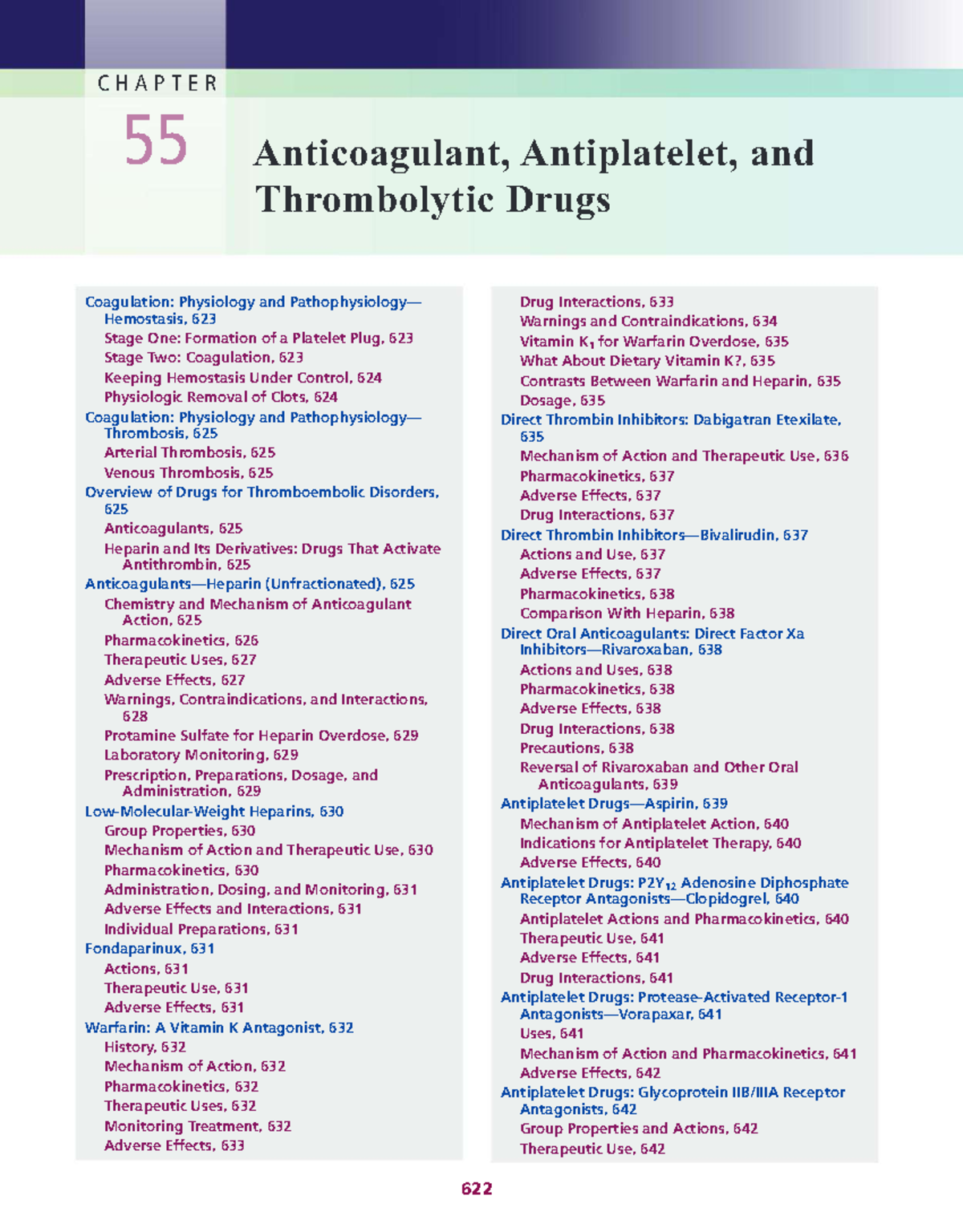 CH 55 Anticoagulant, Antiplatelet, and Thrombolytic Drugs: Key Concepts ...
