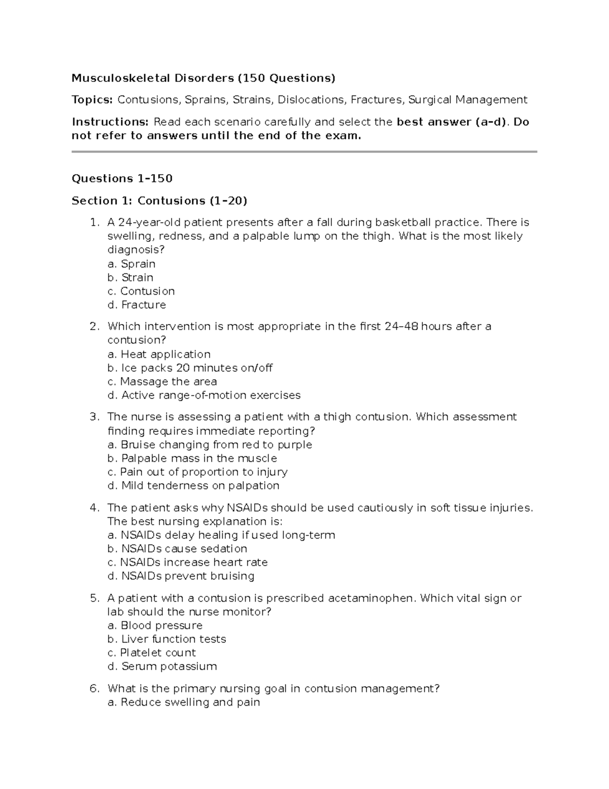 Musculoskeletal Disorders: Practice Questions (150 Qs) for Exam Prep ...