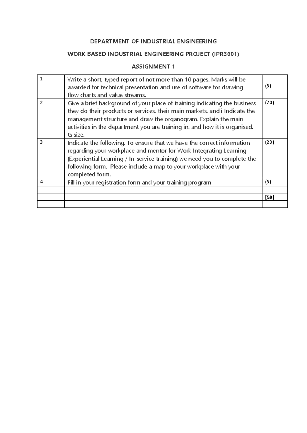 IPR3601 Work-Based Project Assignment 1 Guidelines for 2023 - Studocu