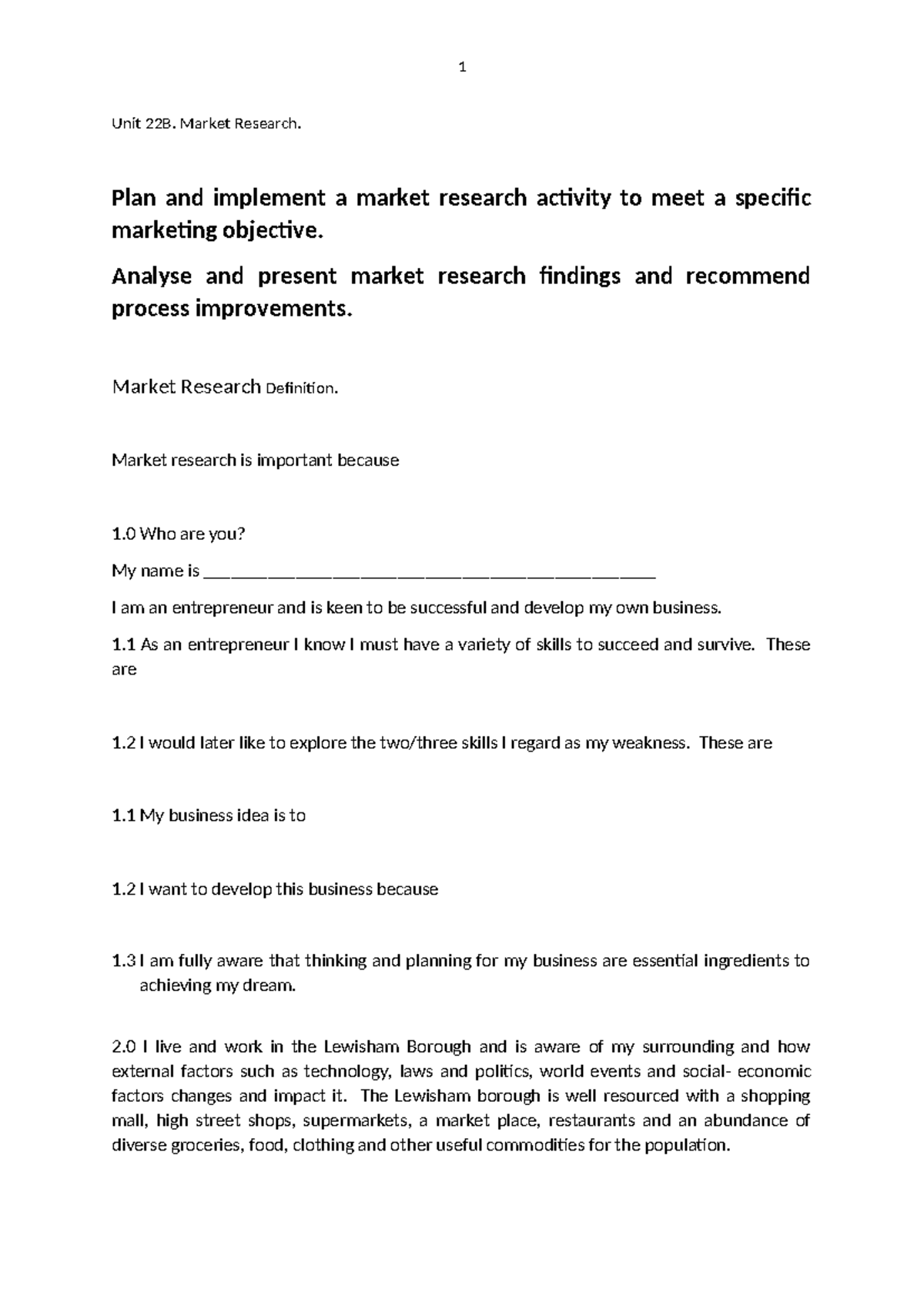 Unit 22 - Market Research Plan & Implementation Guide - Studocu