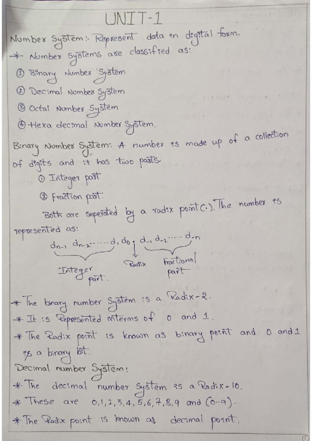 DLD - Ok good - Number System Represent data in digital form. Number ...