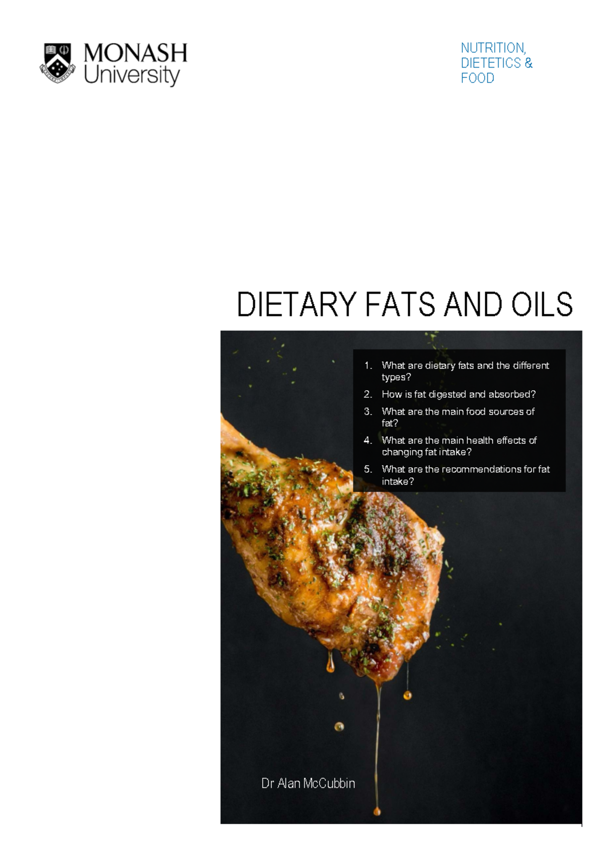 NUTRITION 101: Dietary Fats and Oils Overview and Recommendations - Studocu