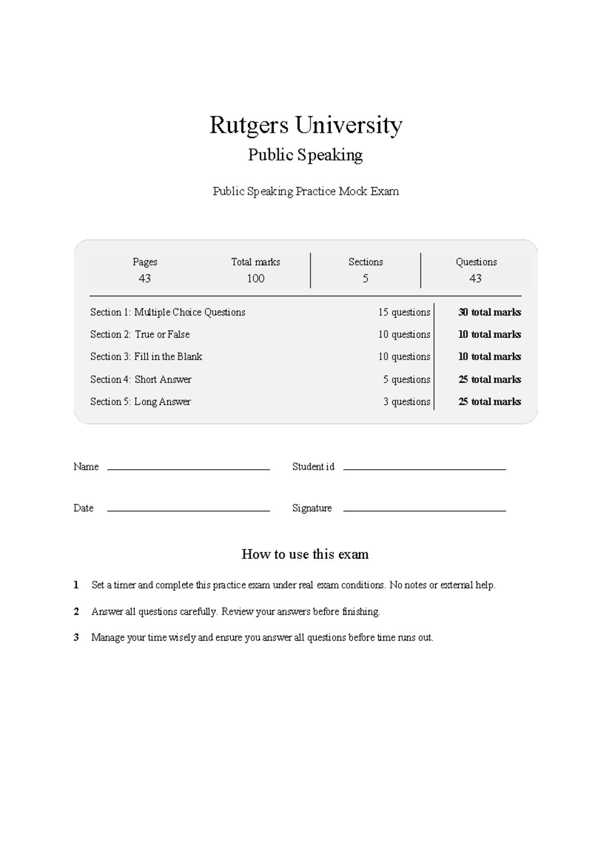 04:192:380 Public Speaking Practice Mock Exam 2026 - Studocu