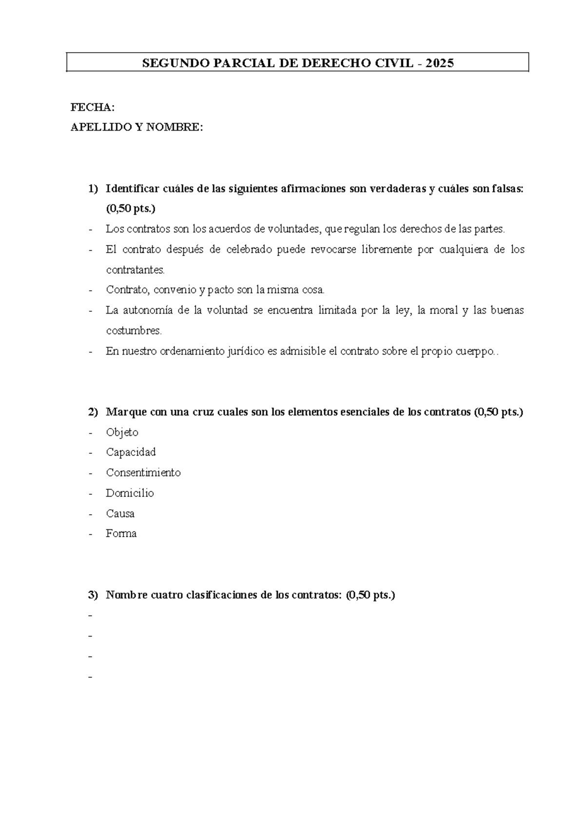 Segundo Parcial de Derecho Civil 2025: Preguntas y Respuestas - Studocu