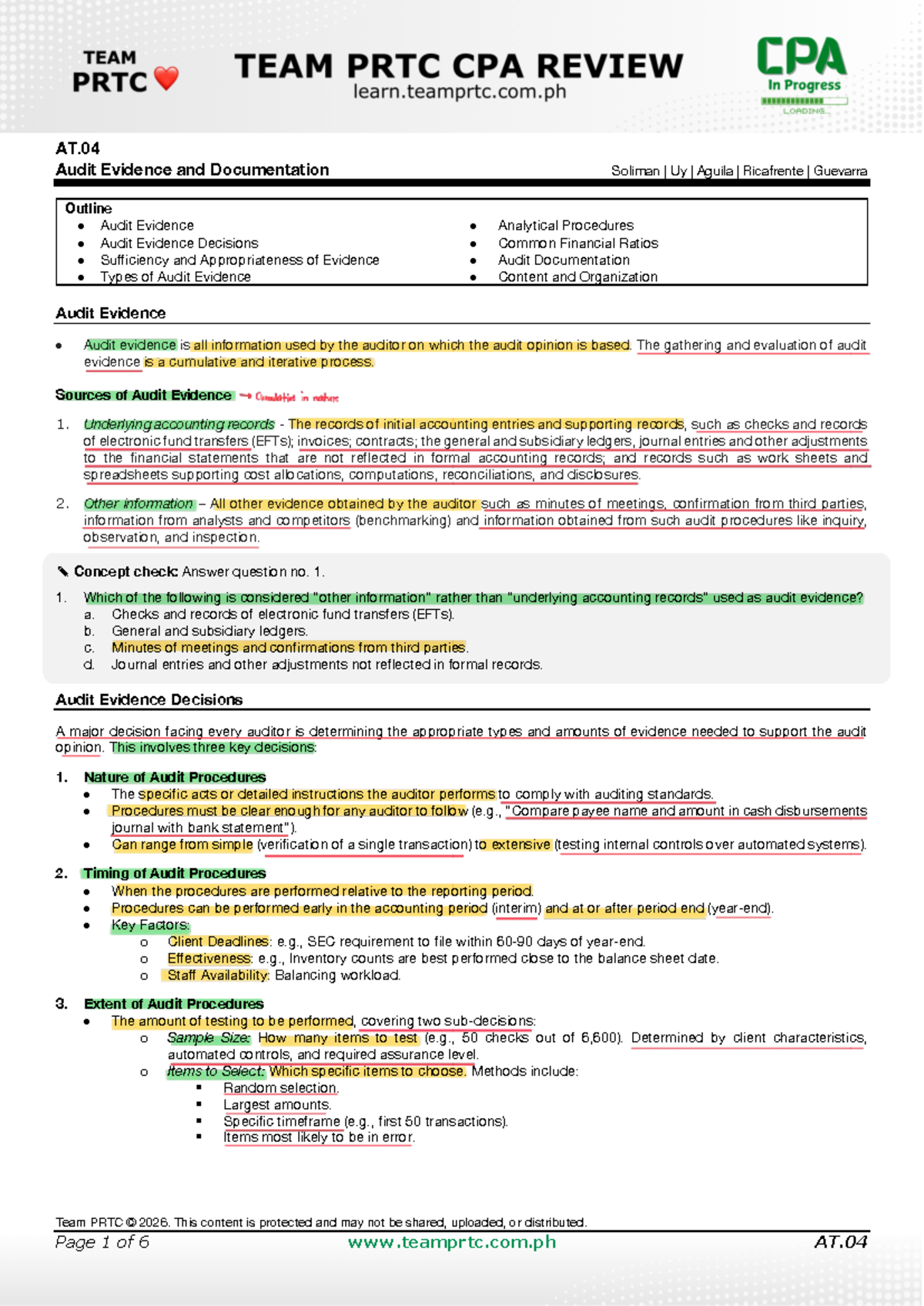 AT.04 Audit Evidence and Documentation: Key Concepts and Procedures ...