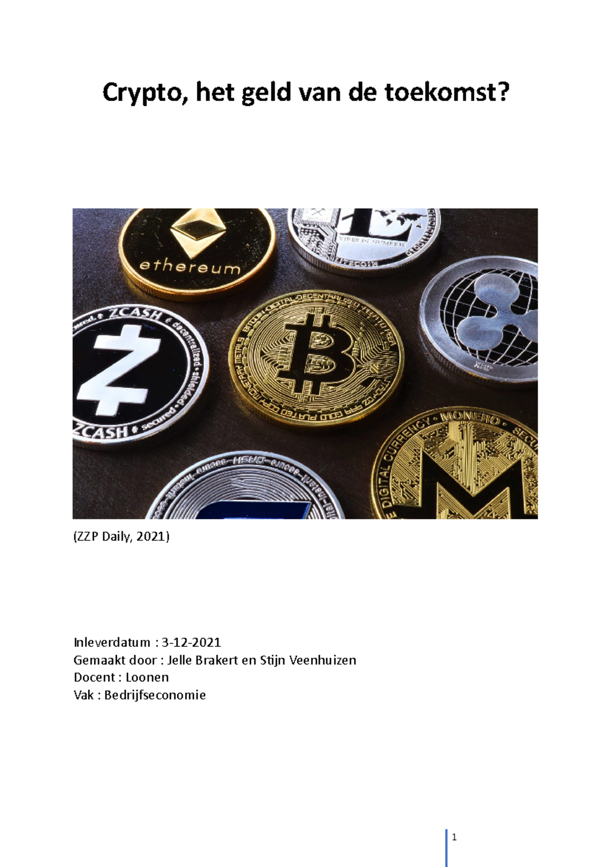 PWS Bedrijfseconomie - Crypto: De Toekomst van Digitale Valuta? -  Studeersnel