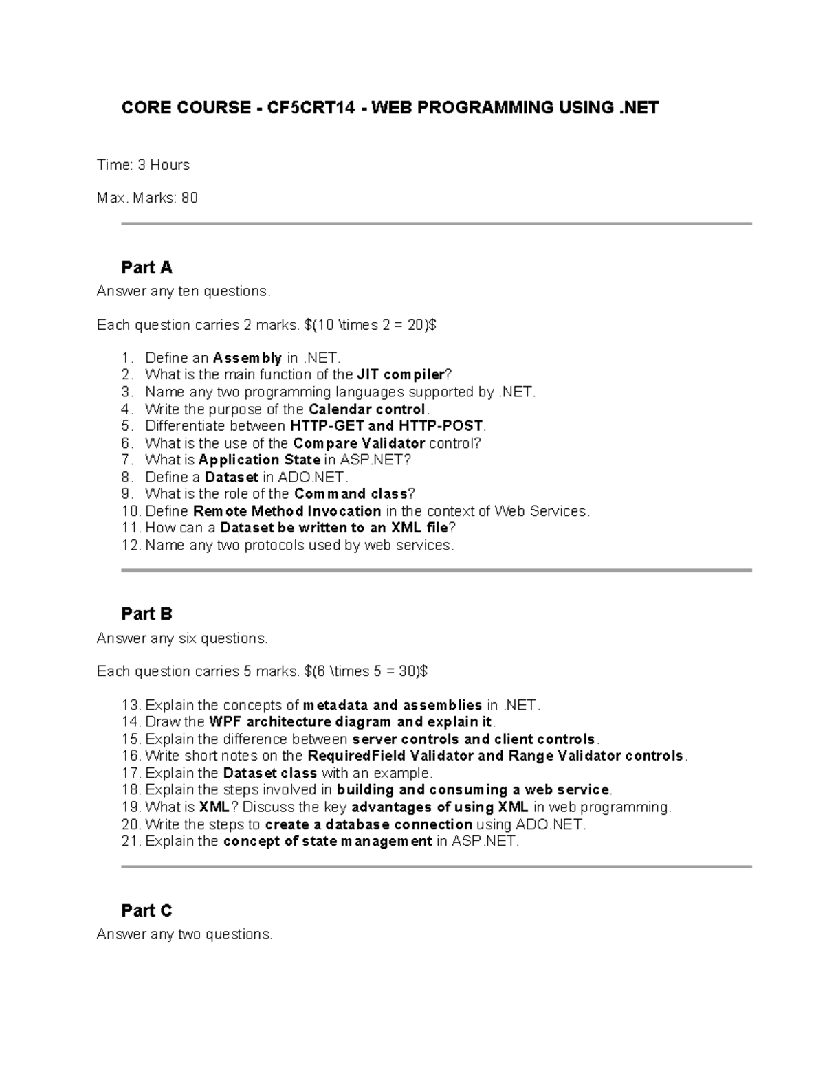 Final Exam CF5CRT14: Web Programming Using .NET Guide - Studocu