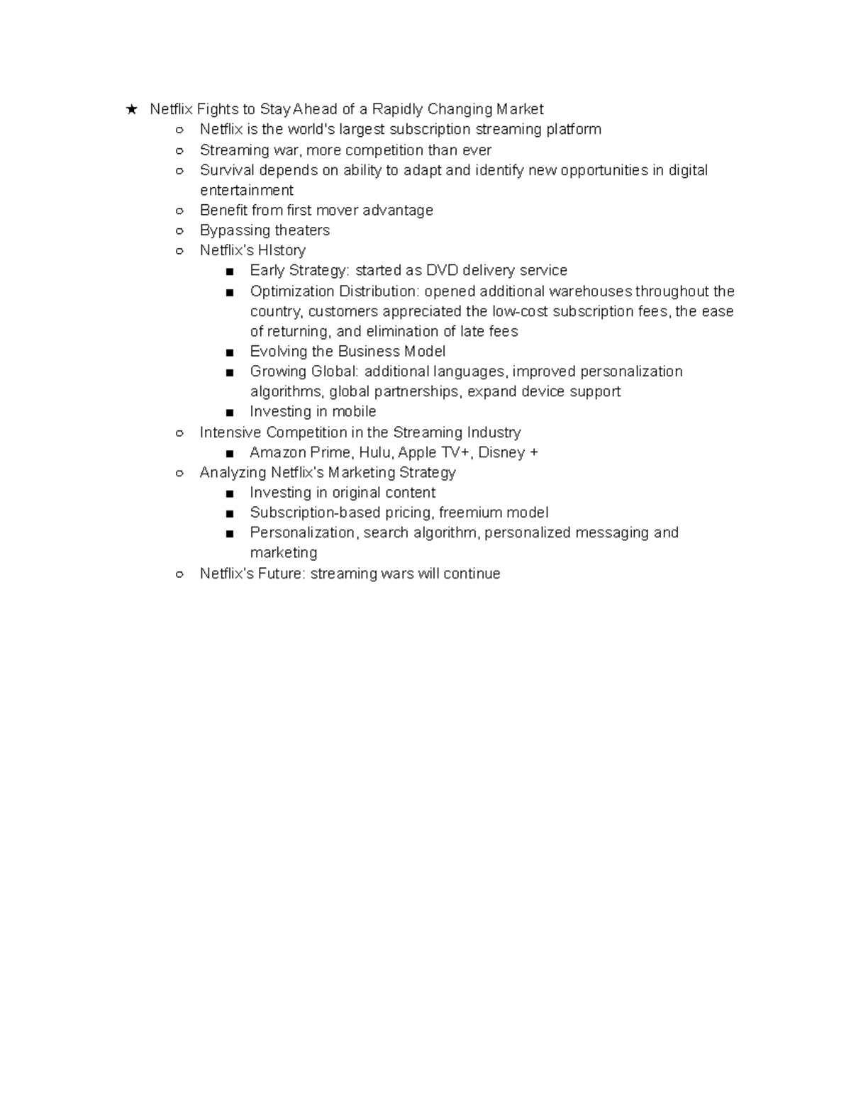 Netflix Case Study Notes: Adapting to Streaming Market Changes - Studocu