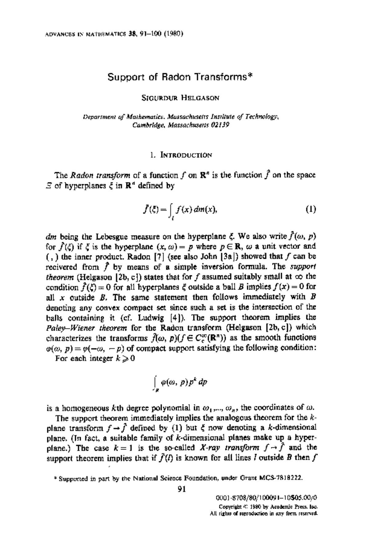 82758507 - Support of Radon Transforms in Mathematics Research - Studocu