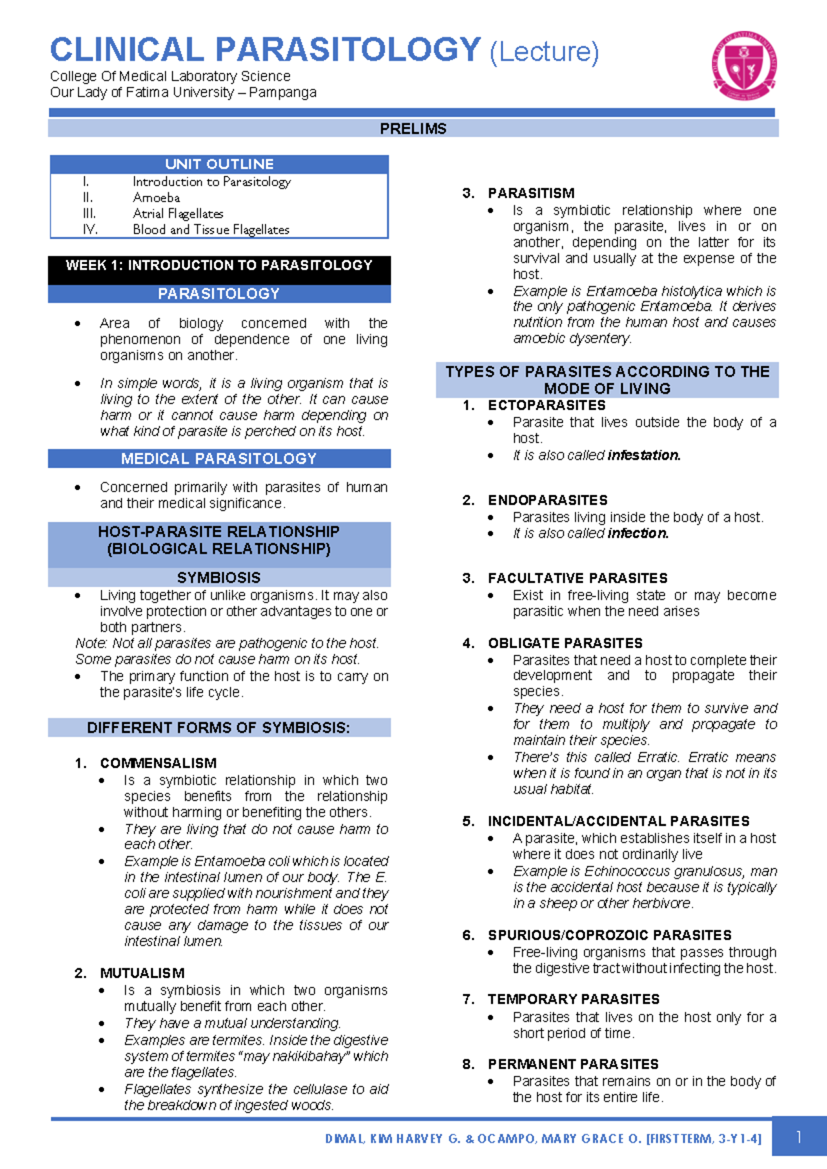 PARA311-LEC- Prelims 2: Comprehensive Overview of Clinical Parasitology ...
