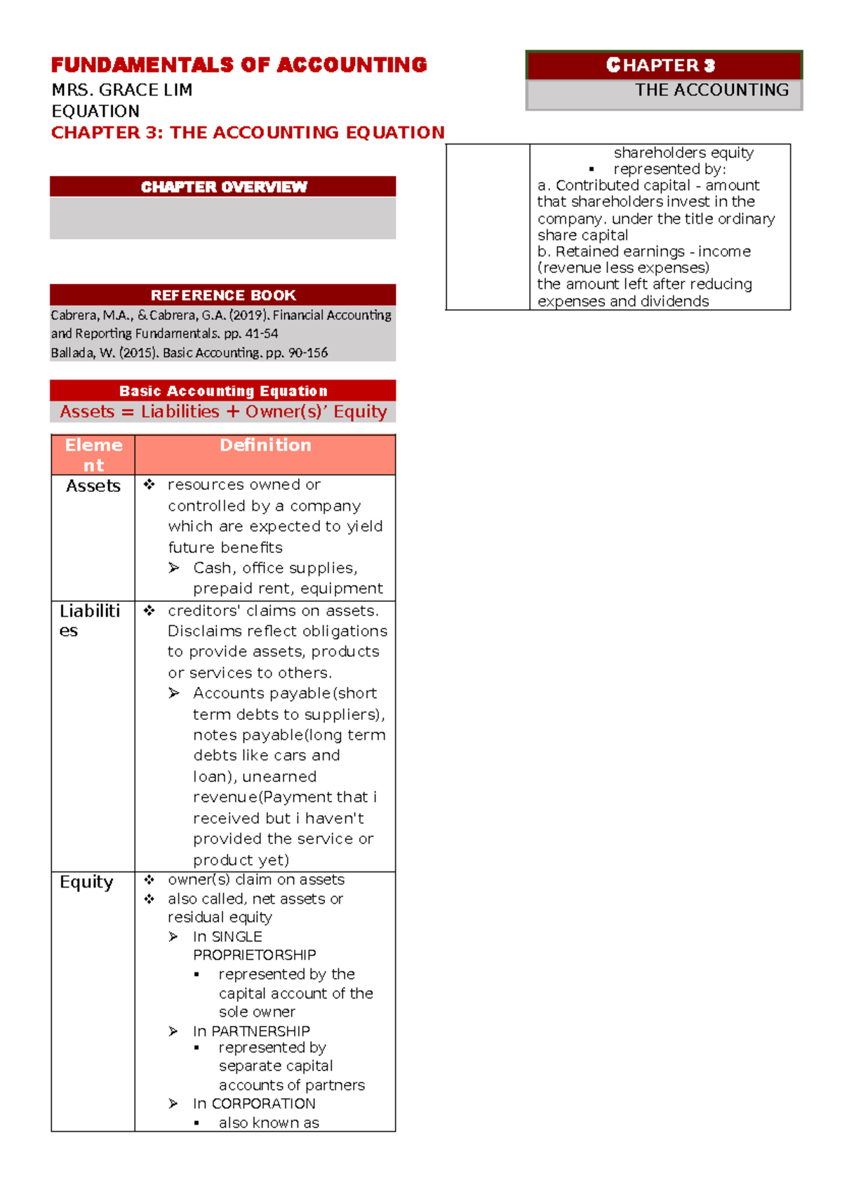Bus Acctg trans - Short summary notes - FUNDAMENTALS OF ACCOUNTING ...