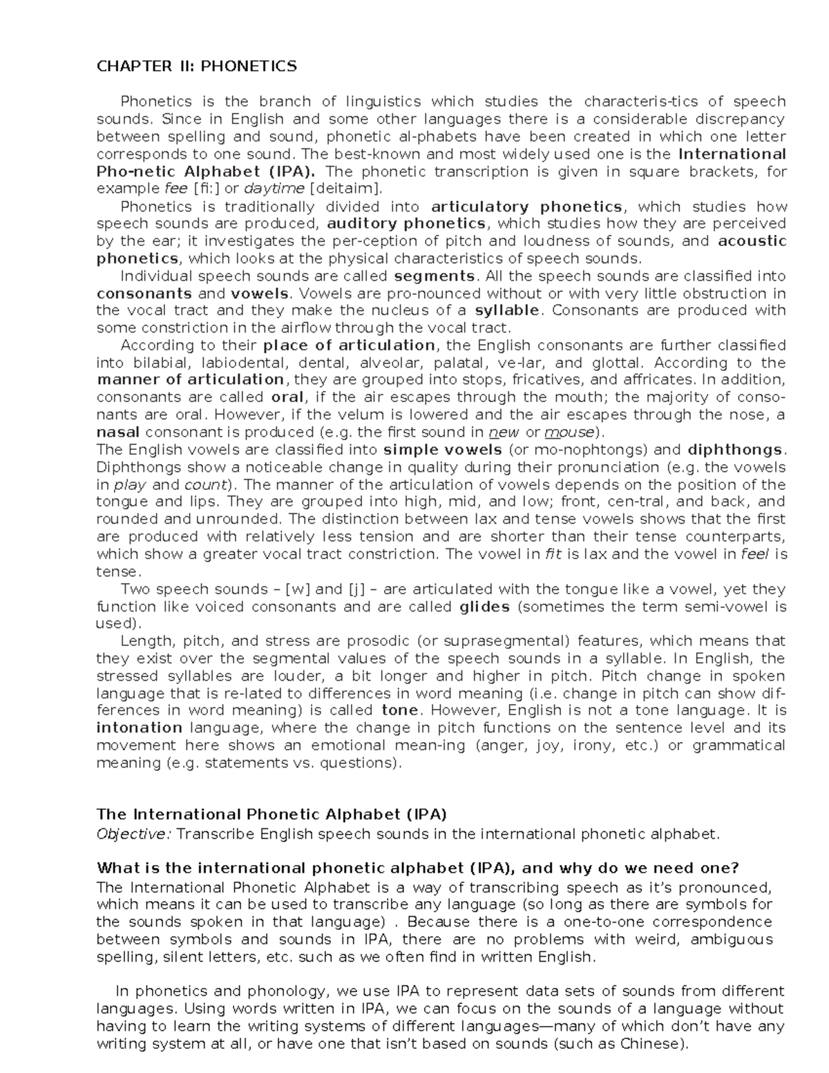 CHAPTER II: PHONETICS - Understanding Speech Sounds in Linguistics ...
