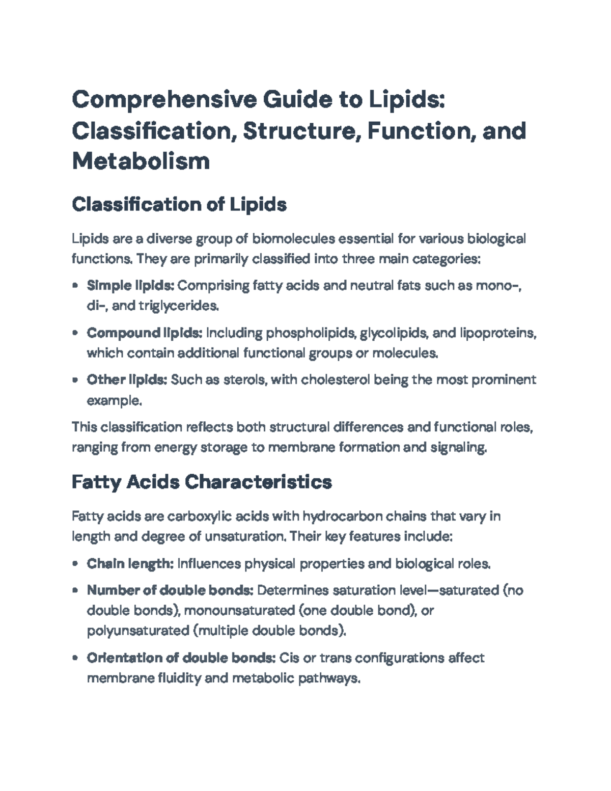 Comprehensive Guide to Lipids: Classification, Functions, and ...