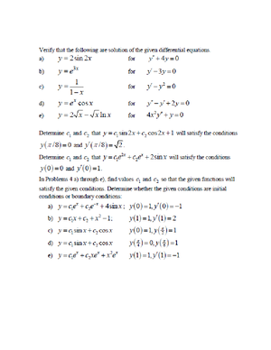 Differential Equations Questions - ####### 9 Overview (i) An equation ...