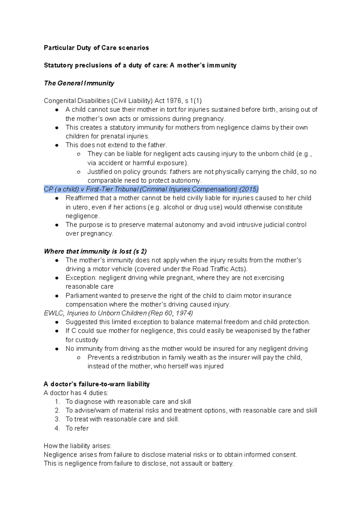 Tort Law - Duty of Care and Breach Analysis (DOC/BREACH) - Studocu