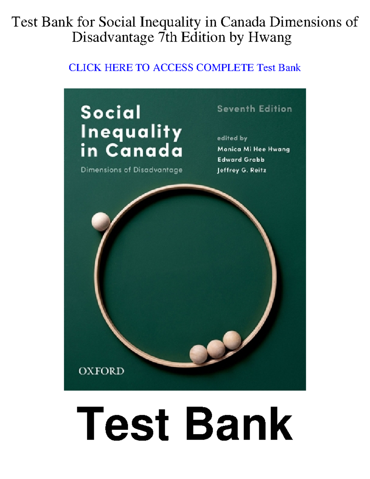 Test Bank for Social Inequality in Canada: Dimensions of Disadv. 7th Ed ...