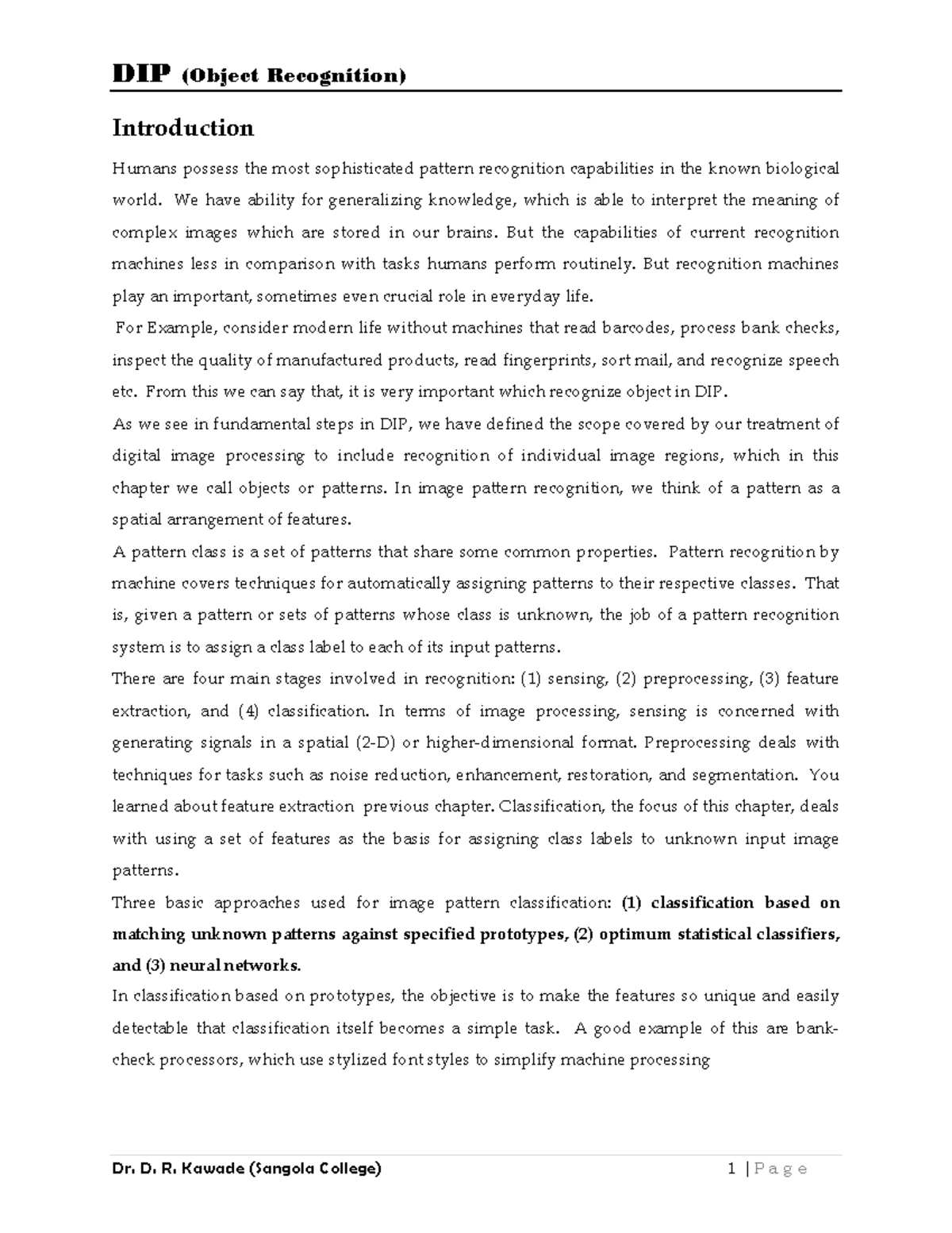 Ch 09 - Object Recognition in Digital Image Processing Notes - Studocu