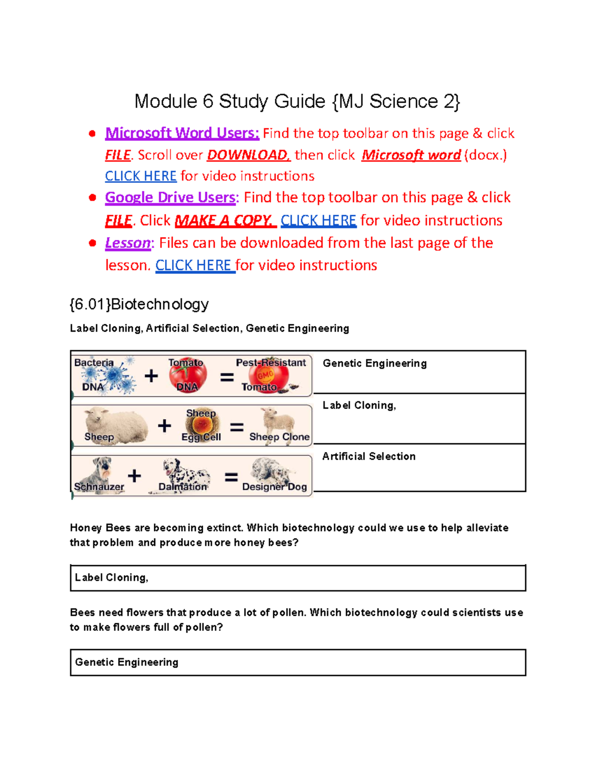 Module 6 Study Guide: Biotechnology & Genetics Concepts - Studocu