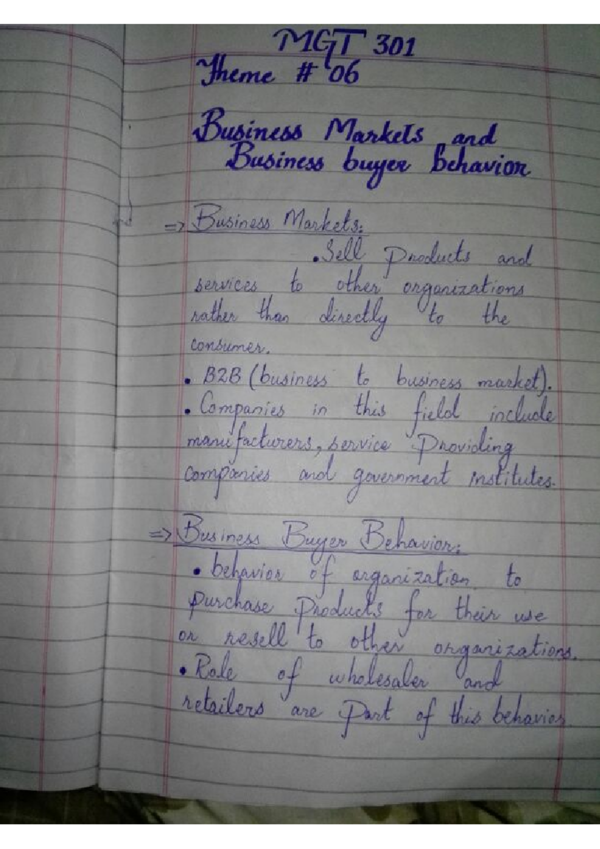 MGT 301 Final Exam Notes: Business Markets & Buyer Behavior - Studocu