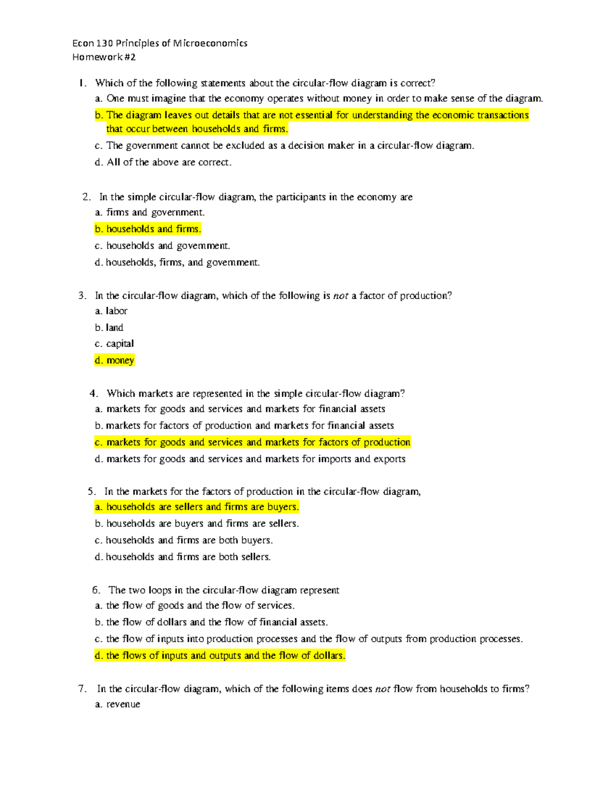 Econ 130 Principles of Microeconomics Homework #2 Exam Questions - Studocu