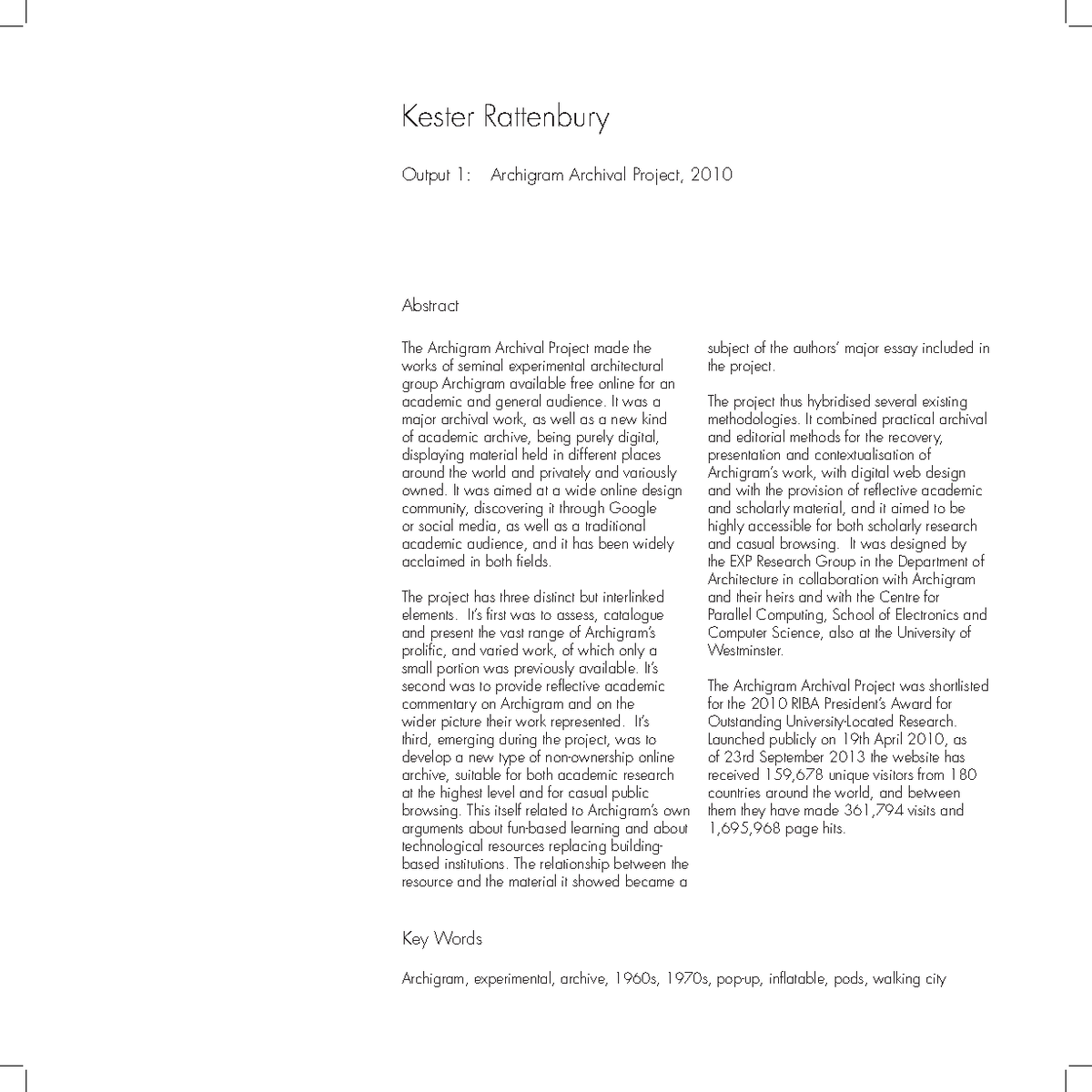 The Archigram Archive - Investigación - Kester Rattenbury Output 1 ...