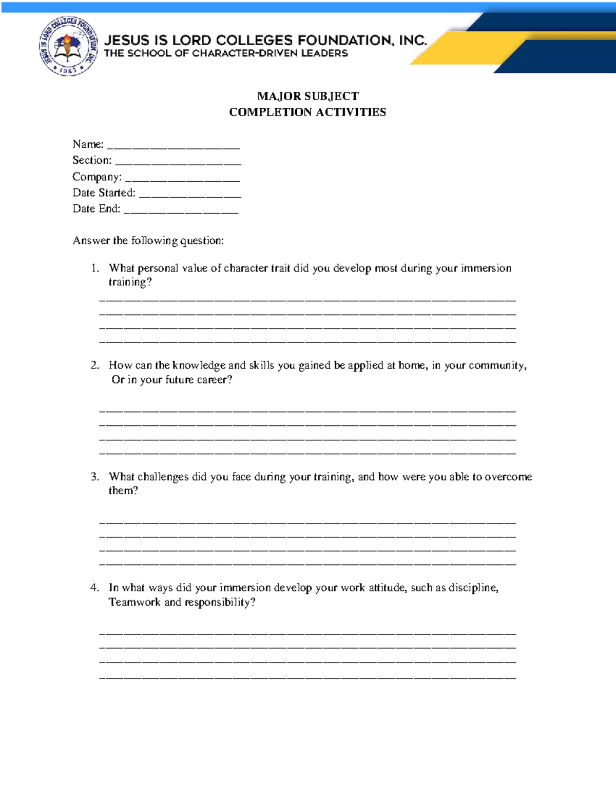BPP Major Subject Completion Activity Reflections and Insights - Studocu