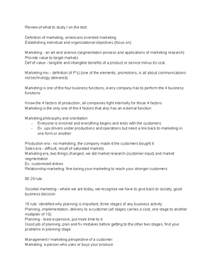 BUS348 Midterm 1 Review - Marketing The process of developing a plan of ...