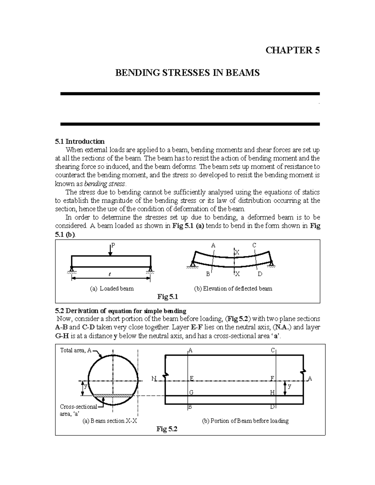 CHAPTER 5: BENDING STRESSES IN BEAMS - Theory & Examples - Studocu