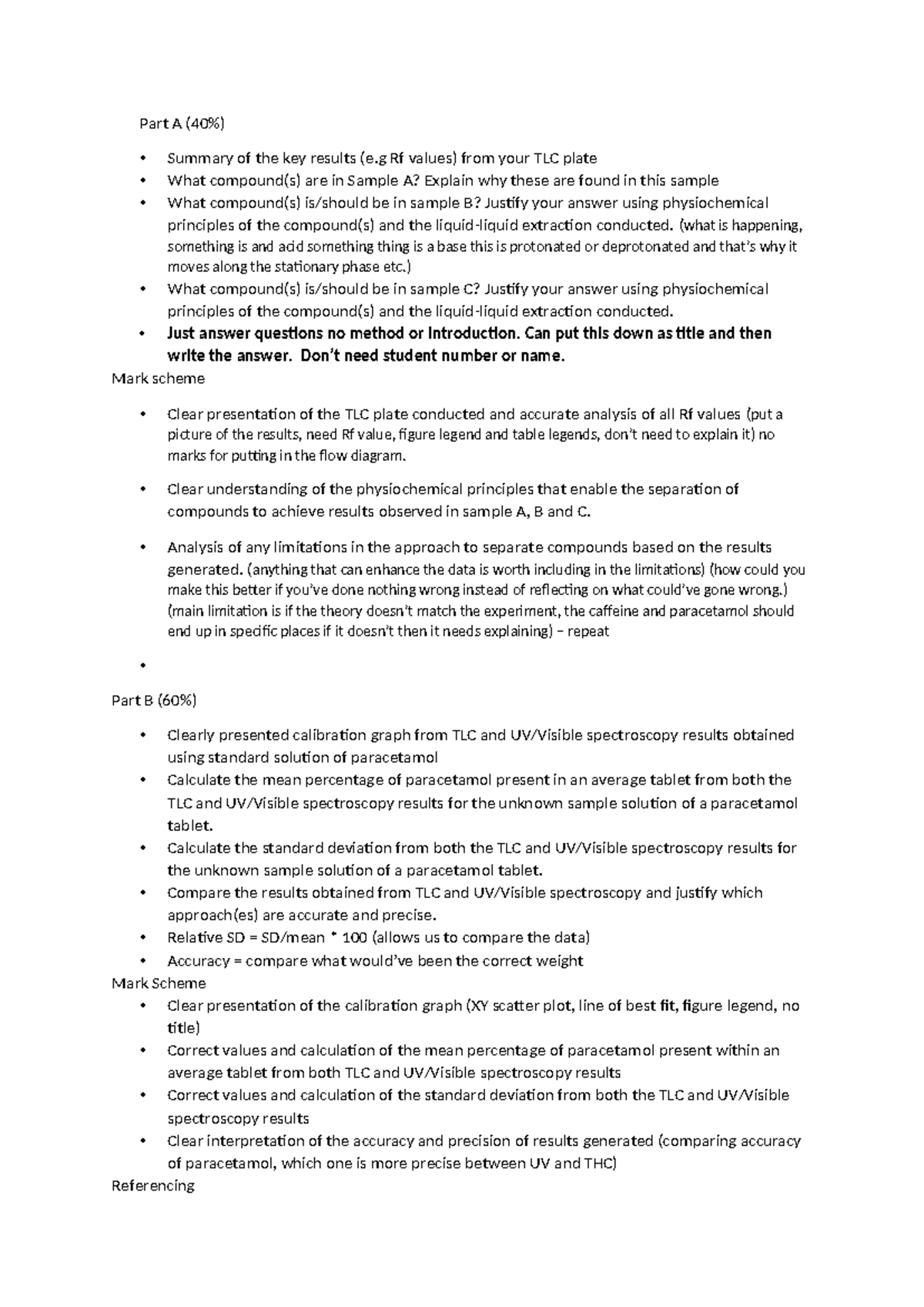 TLC Analysis and Results for Samples A, B, and C in Chem 101 - Studocu