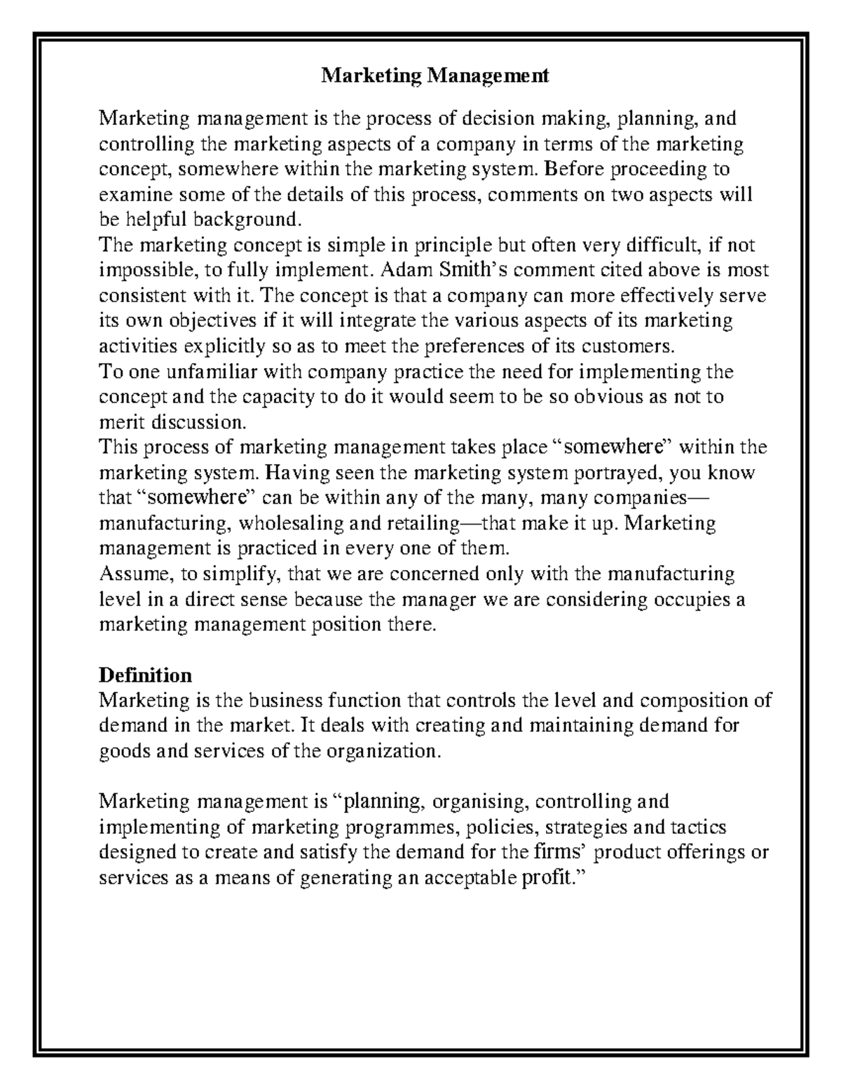 Marketing Management -1: Concepts, Processes, and Strategies - Studocu