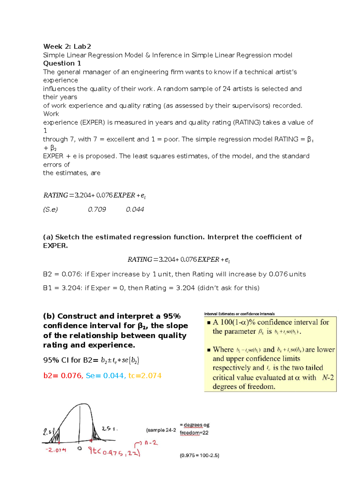 Lab 2: Simple Linear Regression Model Inference (STAT 101) - Studocu