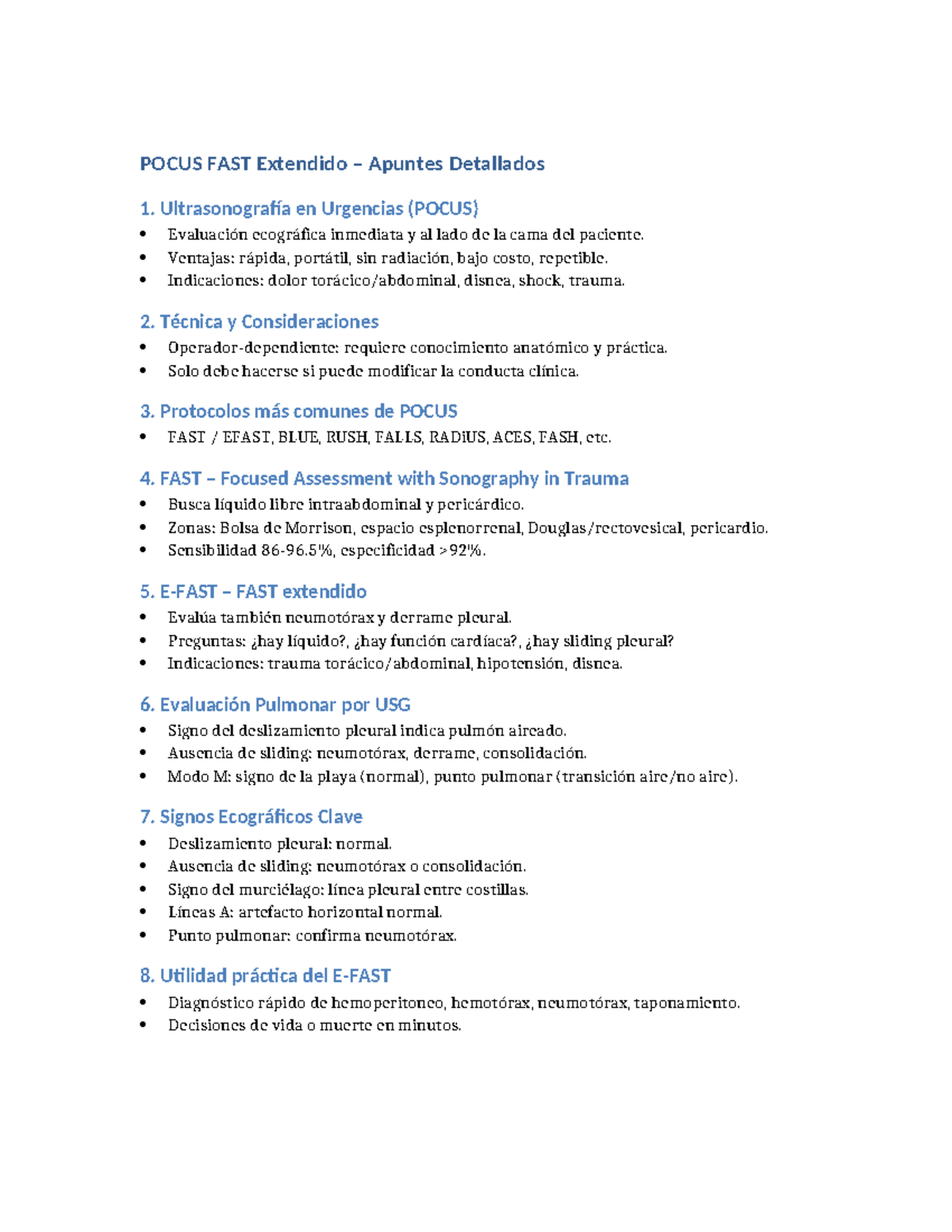 POCUS FAST Extendido: Apuntes Detallados para Ultrasonografía en ...
