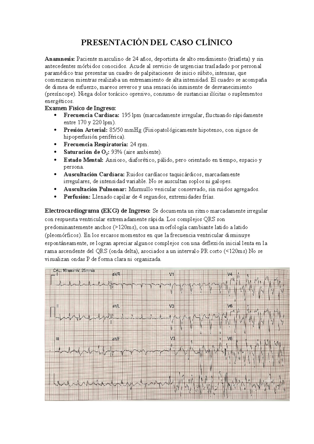 CASO CLÍNICO: Arritmias en Paciente Deportista (24 años) - Document Preview