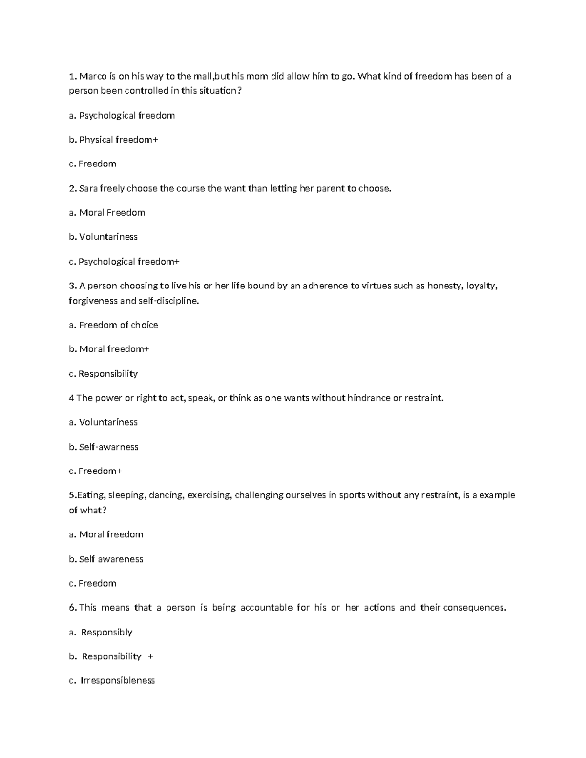 PHIL 101: Freedom of the Human Person - Key Concepts and Examples - Studocu