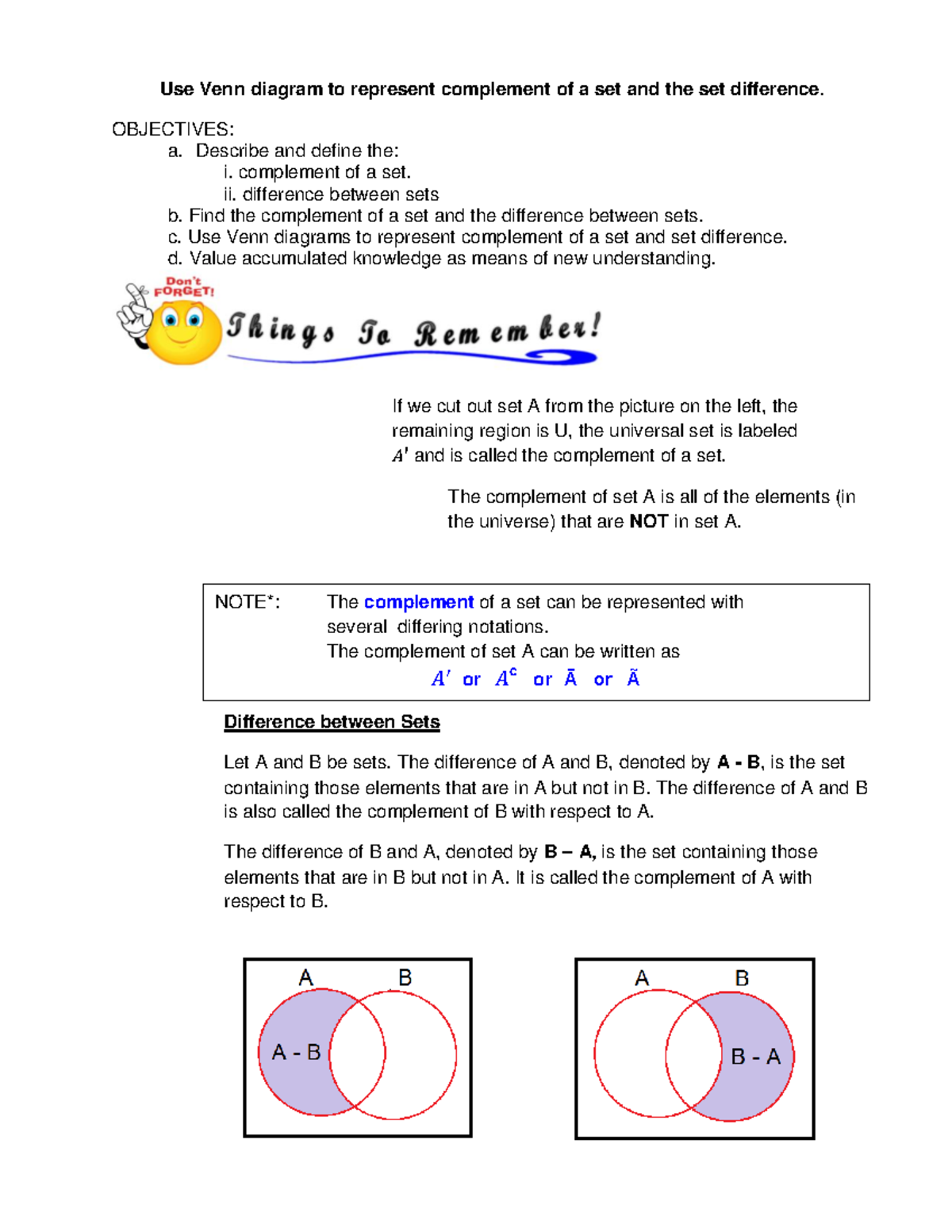 Q1-LAA-3 - Venn Diagrams: Complement & Set Difference in 7th Grade Math ...