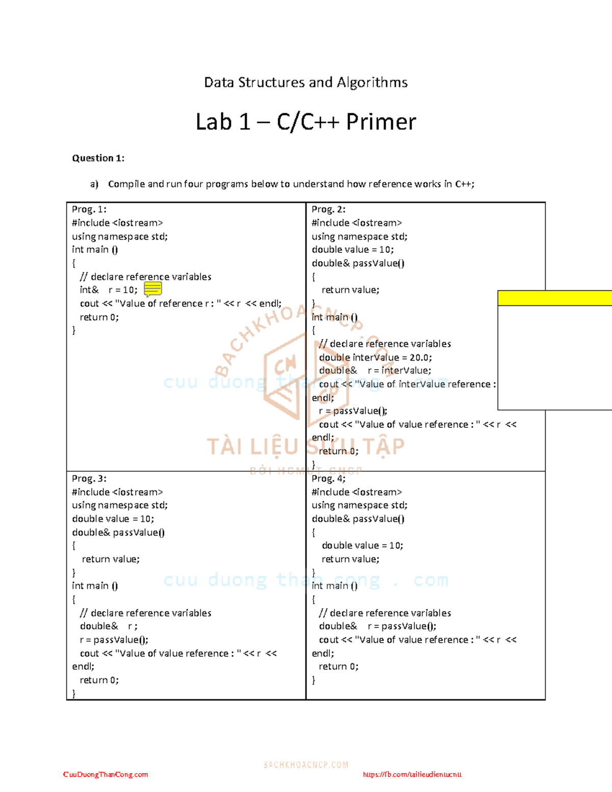 Data Structures and Algorithms Lab 1: Reference and Recursion Concepts ...