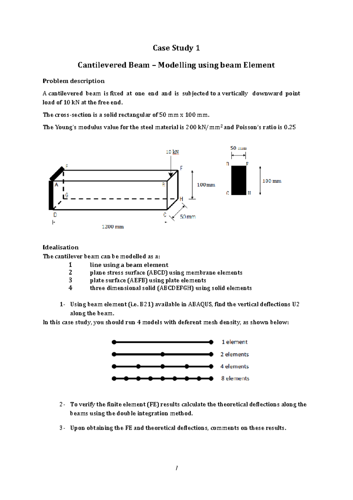 Cantilevered Beam – Modelling using beam Element - Case Study 1 ...