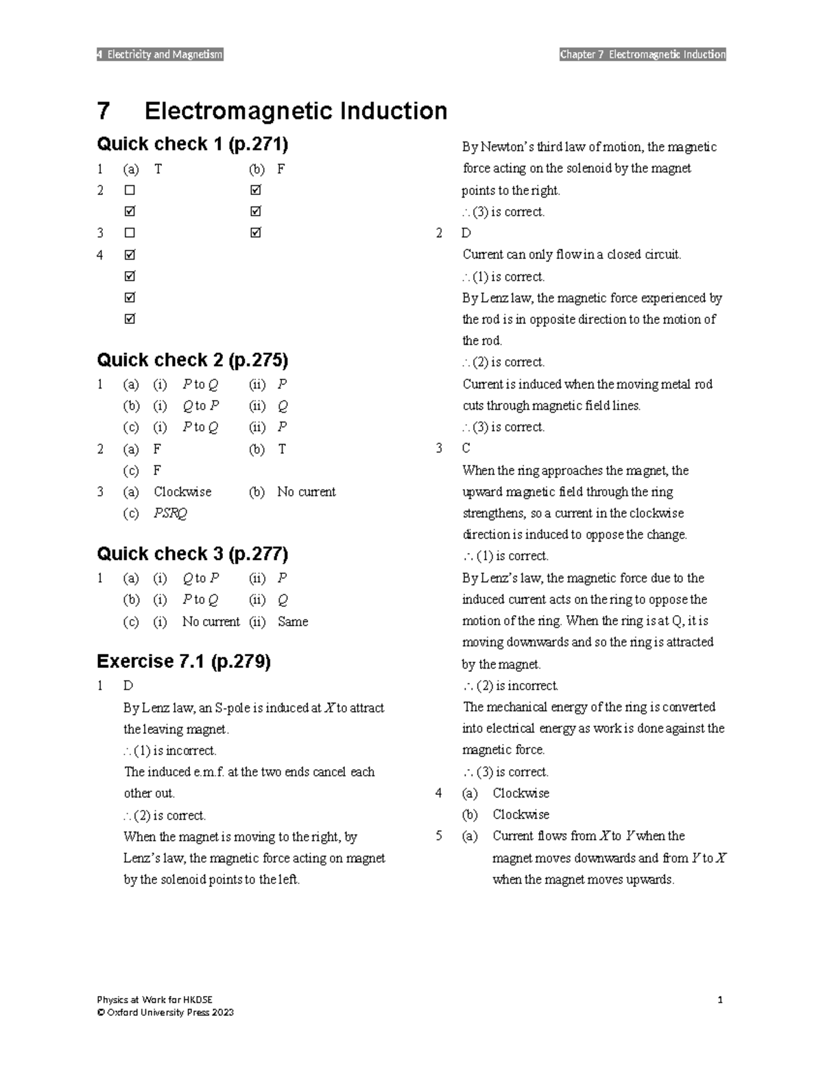 HKDSE 407 - Electromagnetic Induction Study Notes - Studocu