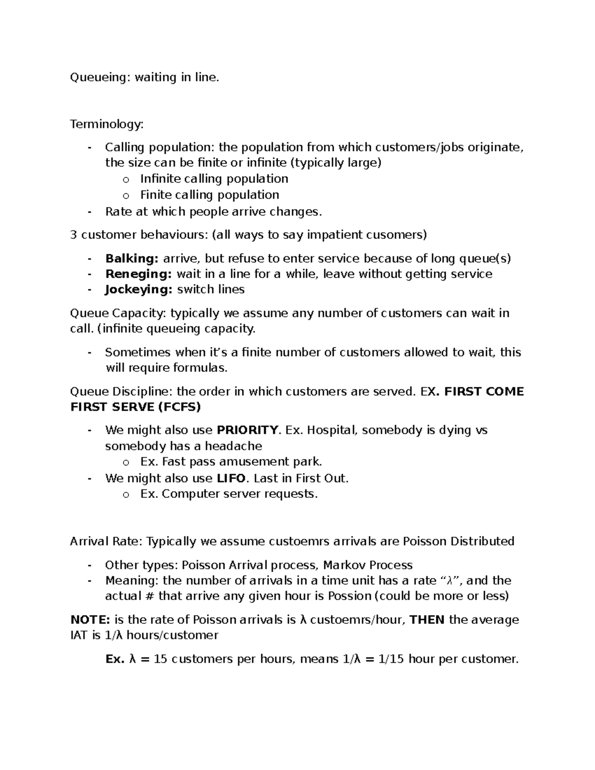 Queueing Theory: Key Concepts and M/M/1 Model Insights - Studocu