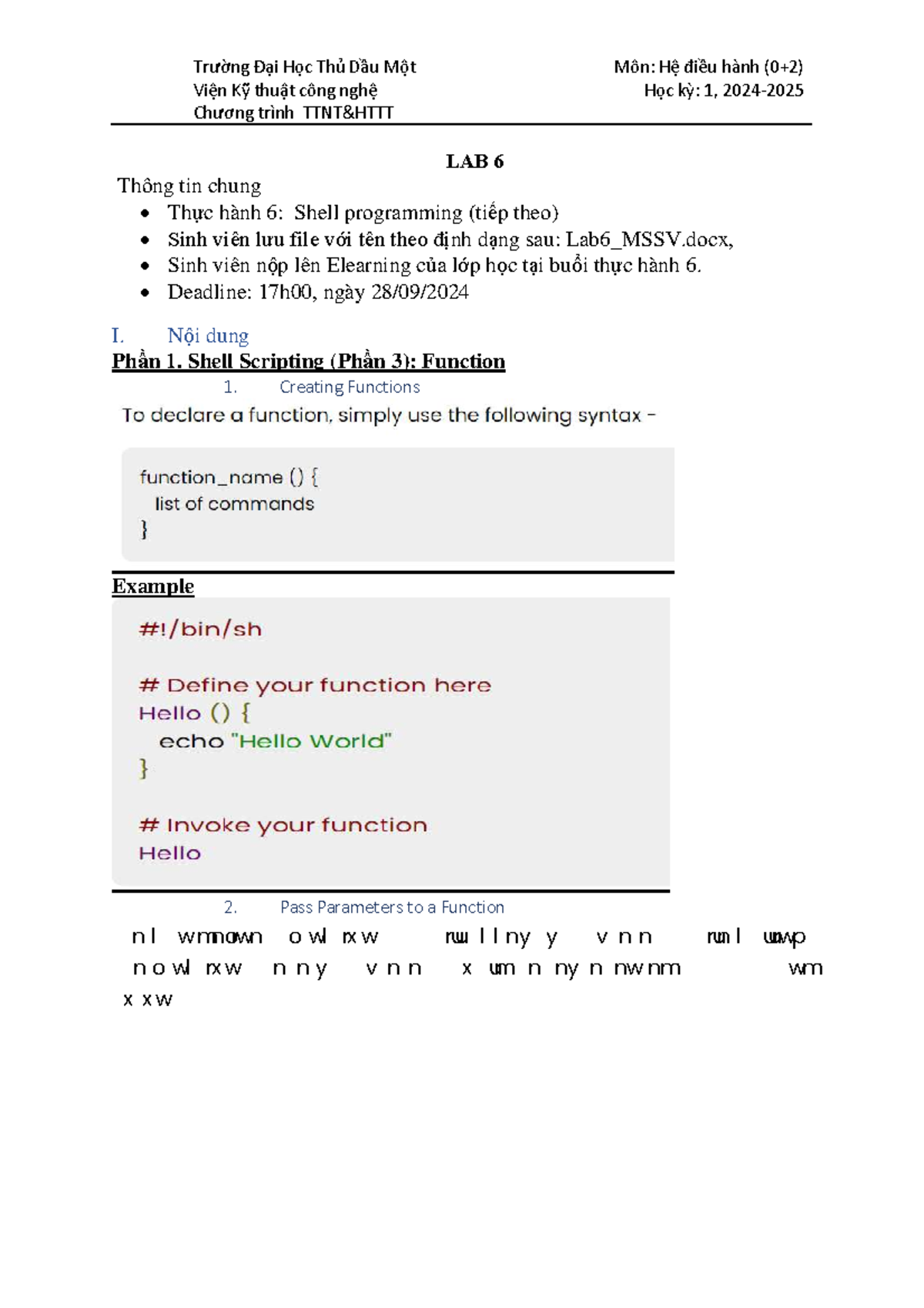 Lab 6 - Shell Programming Functions for OS Course (Học kỳ 1) - Studocu