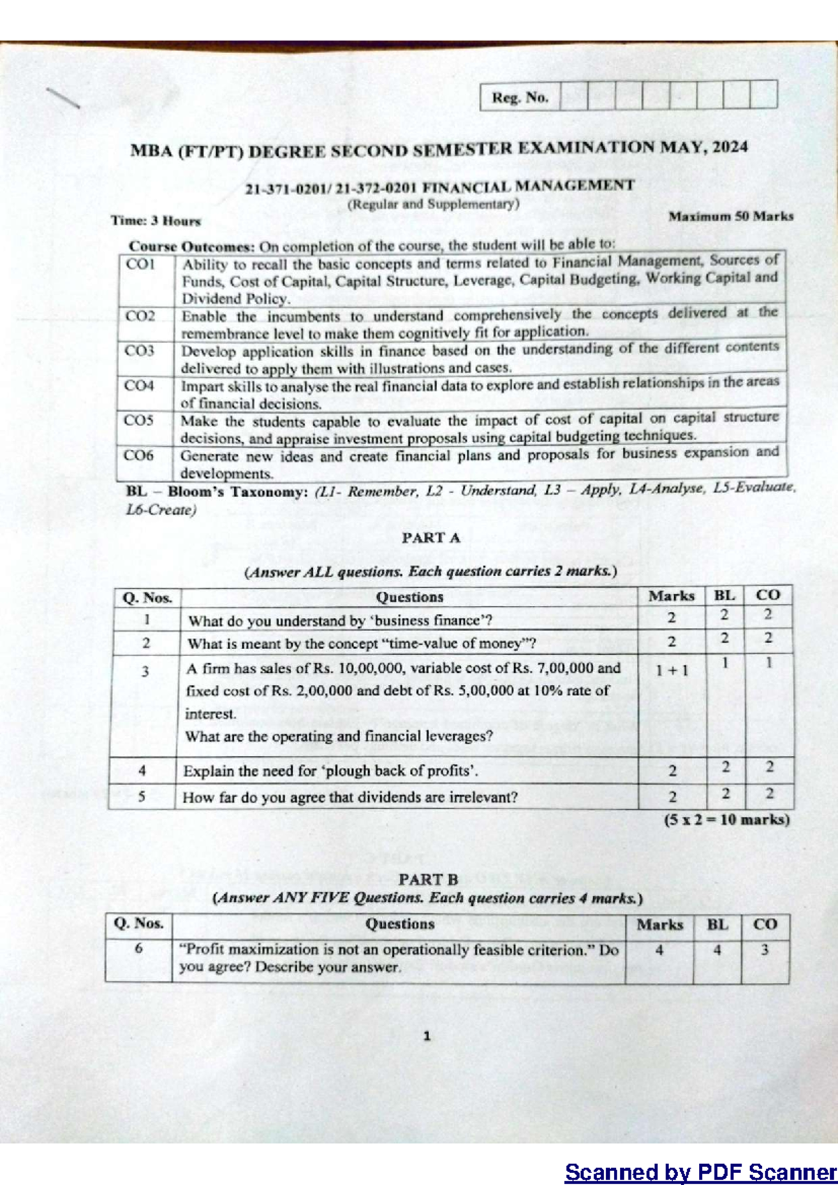 MBA II Sem Financial Management Final Exam May 2024 - Studocu