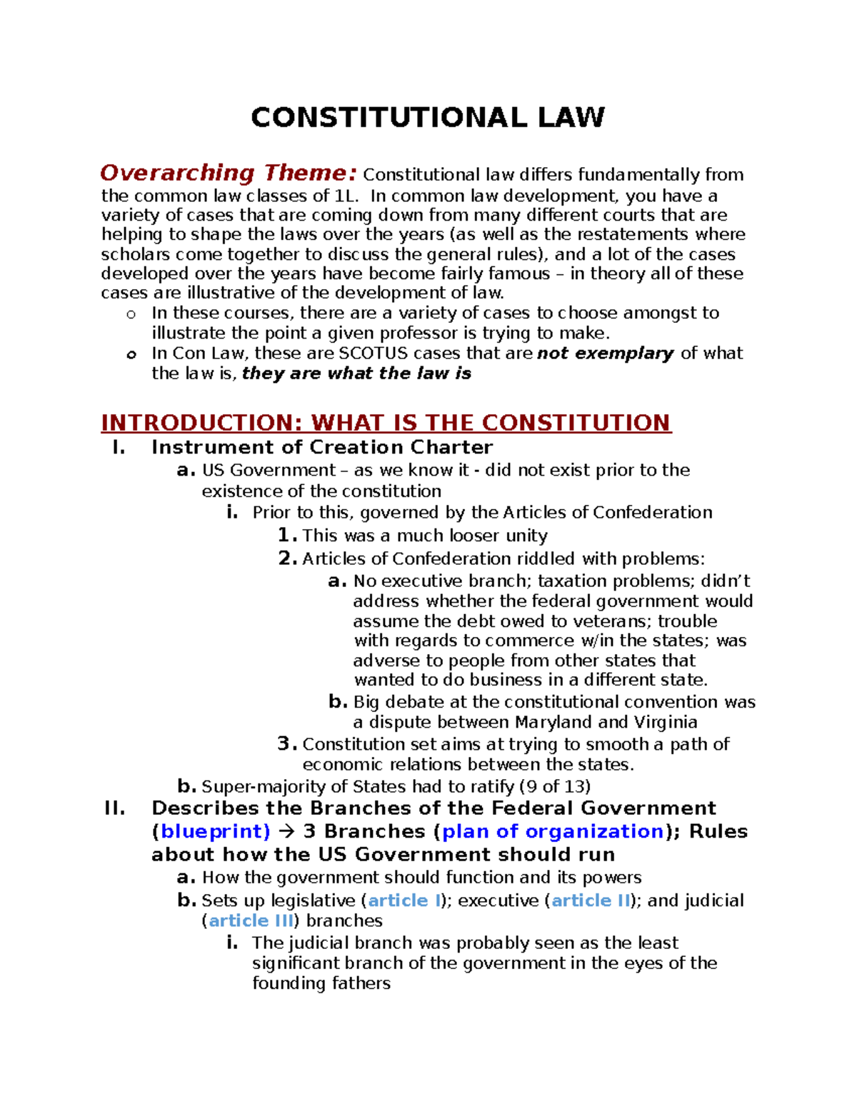 Constitutional Law Outline - Key Concepts and Case Analyses - Studocu