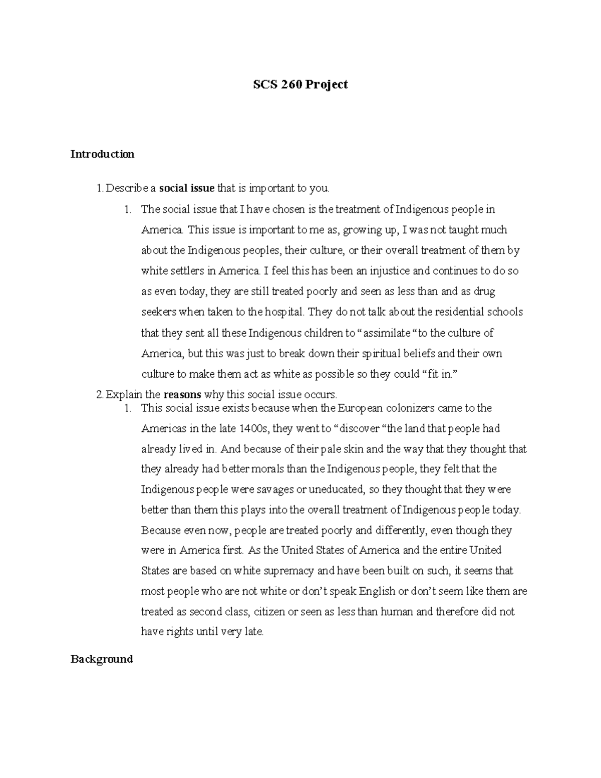 SCS 260 Project: The Ongoing Struggles of Indigenous Peoples in America ...