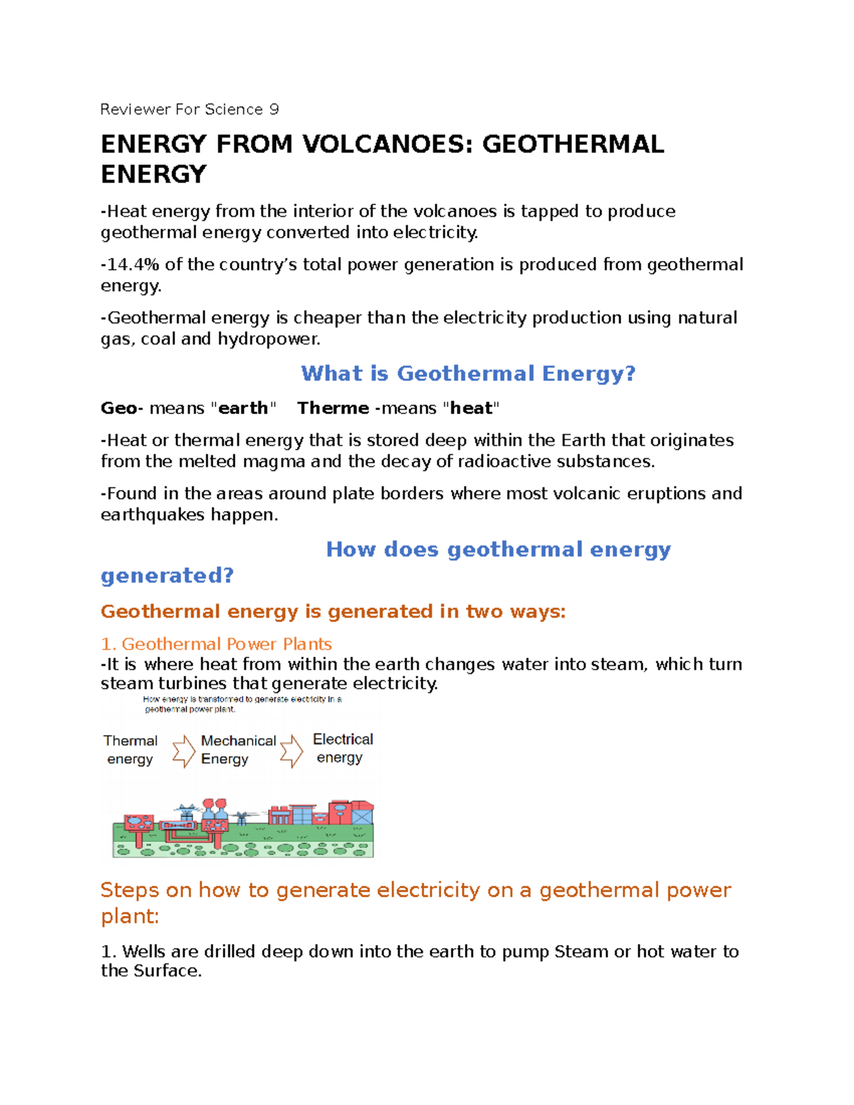 Science 9 Final Exam Reviewer: Geothermal Energy and Climate Change ...