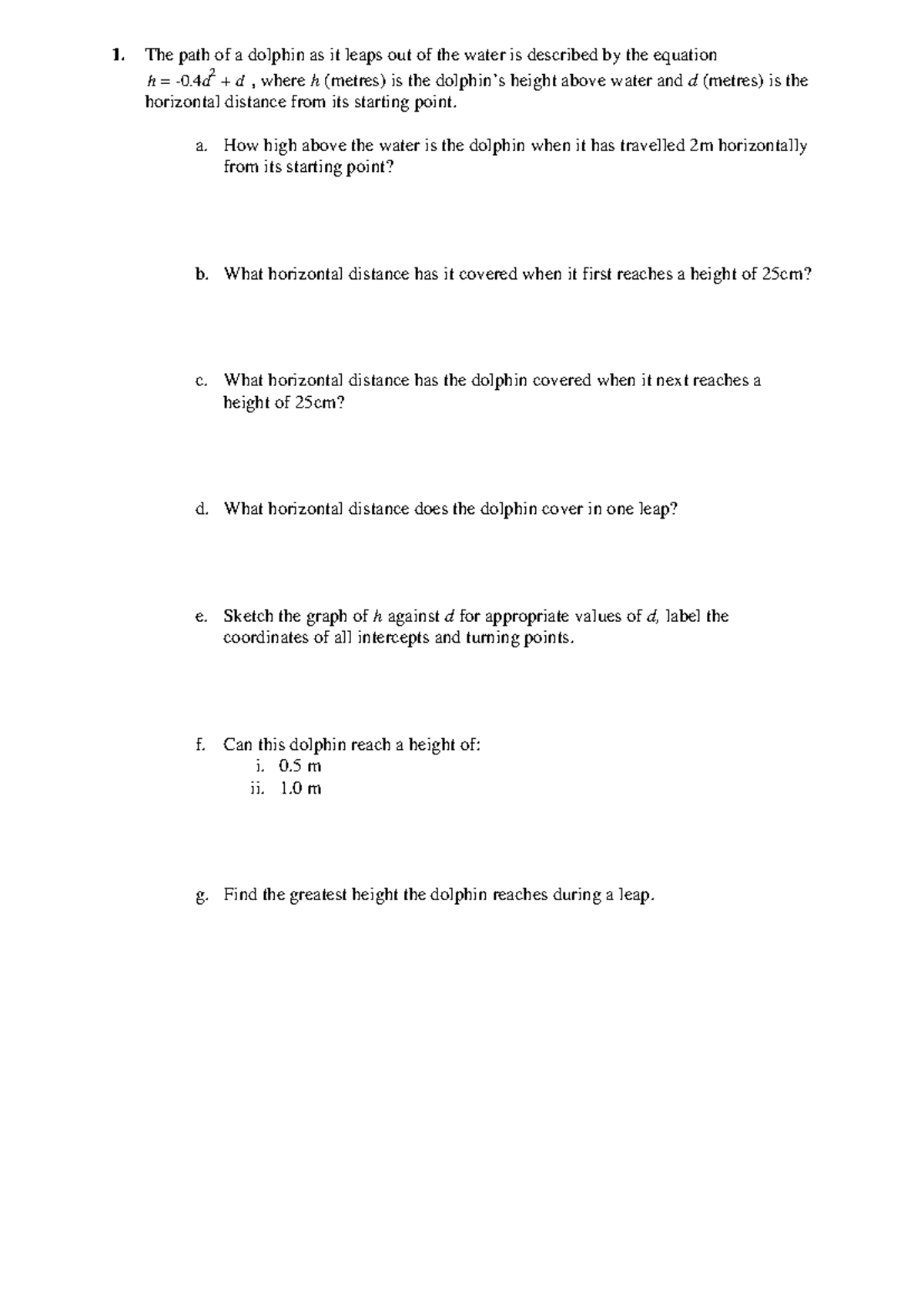 Parabolas Practice Analysis Questions for Course Code 1 - Studocu