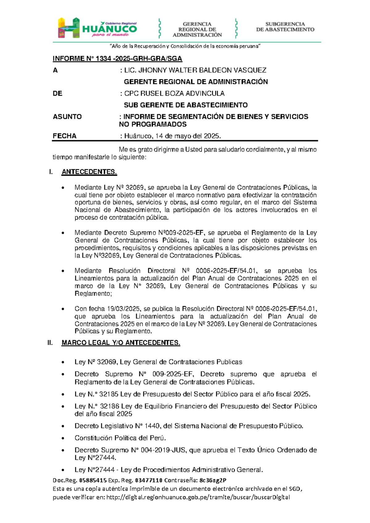 Informe de Segmentación de Bienes y Servicios - Ley 32069 - Studocu