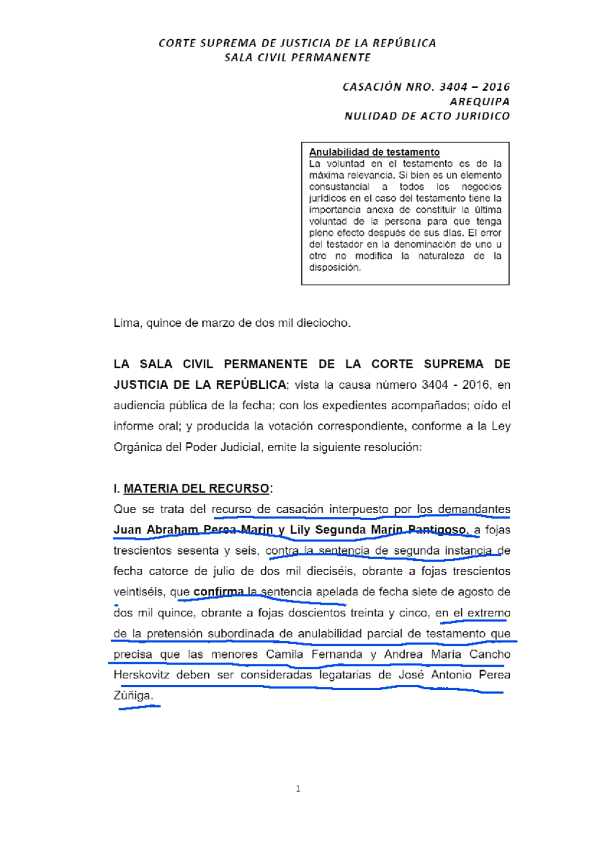 Sentencia de Corte Suprema de Justicia - Sala Civil Permanente de 15 de ...