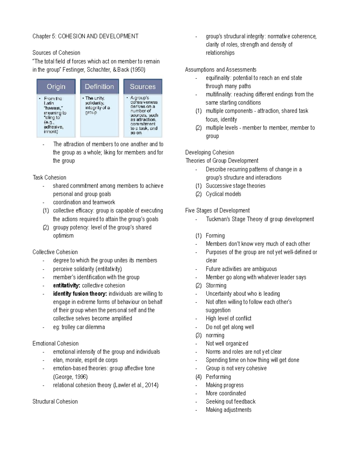 GRPD 101 - Midterm Notes: Cohesion and Group Development - Studocu