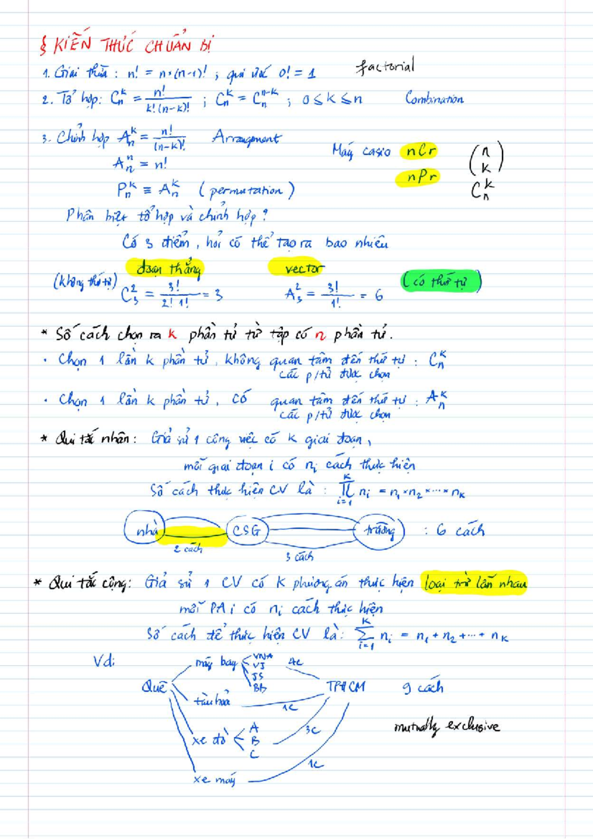 Revision - Statistics: Combinations and Permutations Concepts - Studocu